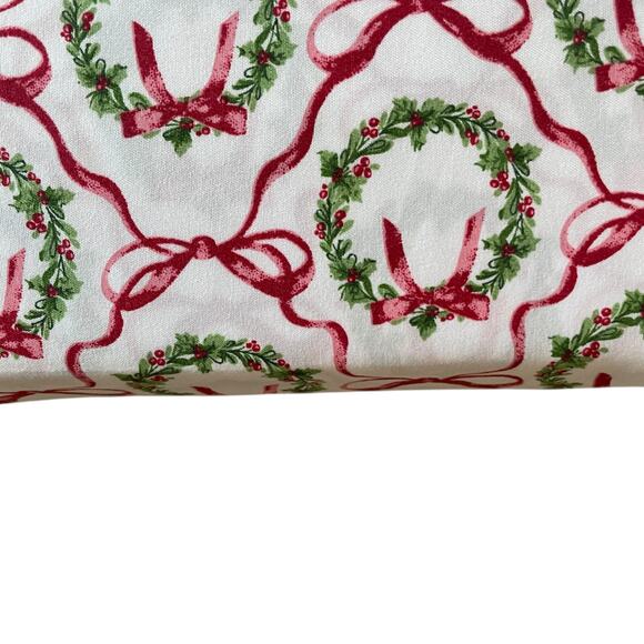 Envogue FULL 4pc Sheet Set Holiday Bows & Wreath Holiday Bedding Green Red NEW - Picture 9 of 10